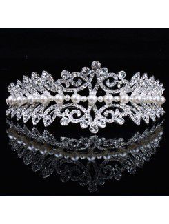 Beauitful Alloy with Pearls and Rhinestones Wedding Bridal Tiara