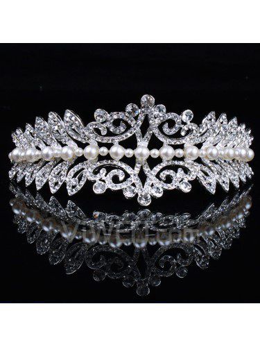 Beauitful Alloy with Pearls and Rhinestones Wedding Bridal Tiara