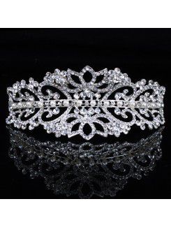 Fashion Alloy with Pearls and Rhinestones Wedding Tiara