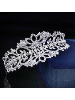 Fashion Alloy with Pearls and Rhinestones Wedding Tiara