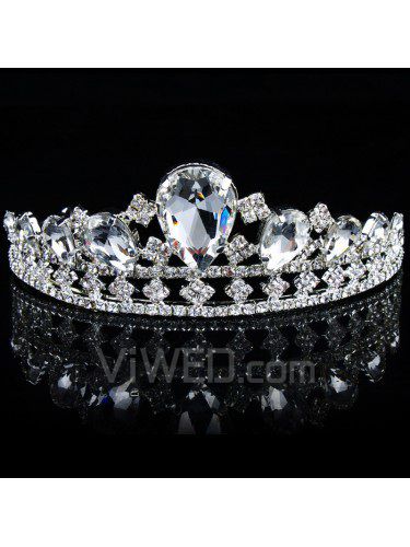 Aleación de la manera con el cristal y diamantes de imitación tiara de la boda