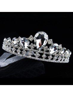 Fashion Alloy with Glass and Rhinestones Wedding Tiara