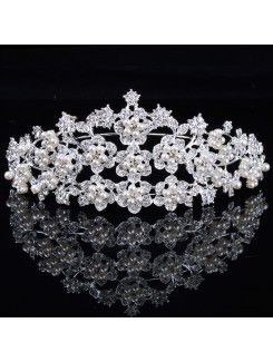 Gorgeous Alloy with Pearls and Rhinestions Flowers Wedding Tiara