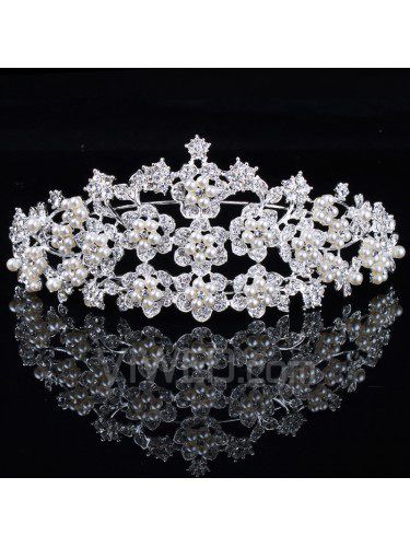 Liga lindo com pérolas e flores rhinestions casamento tiara