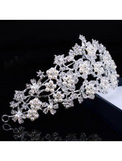 Gorgeous Alloy with Pearls and Rhinestions Flowers Wedding Tiara