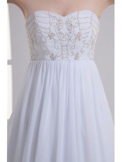 Chiffon Sweetheart Column Sweep train Embroidered Wedding Dress