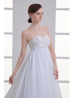 Chiffon Sweetheart Column Sweep train Embroidered Wedding Dress