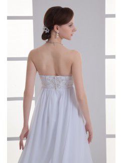 Chiffon Sweetheart Column Sweep train Embroidered Wedding Dress