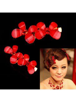 Papillon rouge casque nuptiale de mariage en alliage