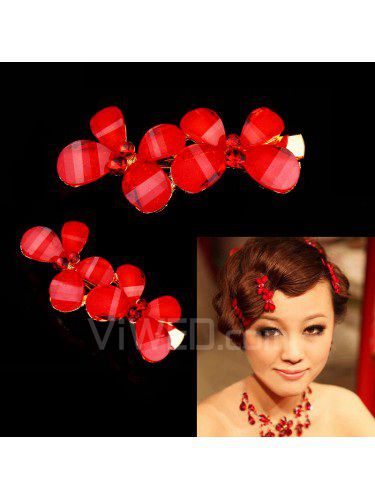 Red Butterfly Alloy Wedding Bridal Headpiece