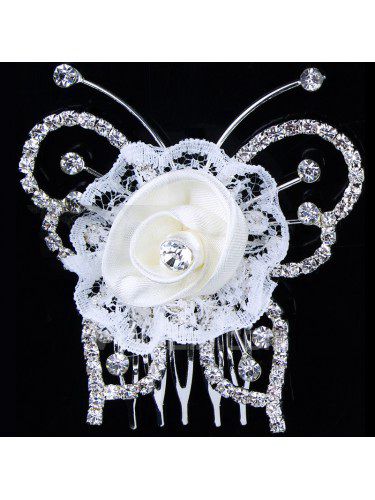 Alloy with Rhinestones and Zircons Butterfly Headpiece