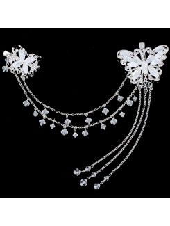 Alloy with Rhinestone and Zircon Butterfly Wedding Headpiece