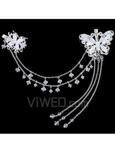 Alloy with Rhinestone and Zircon Butterfly Wedding Headpiece