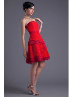 Chiffon Strapless Sheath Cocktail Dress