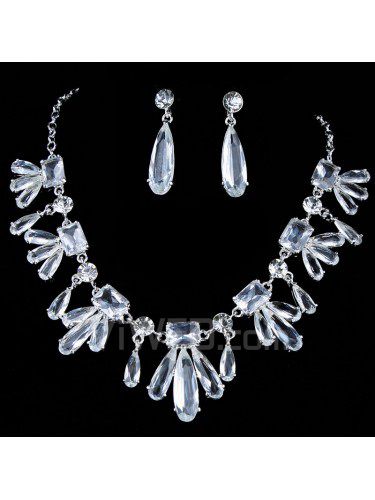 Gorgeous Alloy and Rhinestiones Wedding Jewelry Set,Including Necklace and Earrings (Three Colors)
