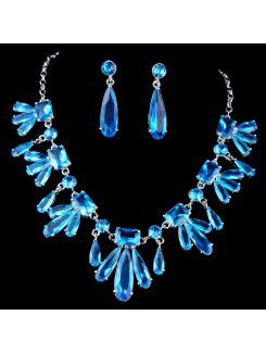 Gorgeous Alloy and Rhinestiones Wedding Jewelry Set,Including Necklace and Earrings (Three Colors)