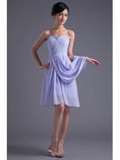 Chiffon Spaghetti Column Knee-Length Crisscross Ruched Cocktail Dress