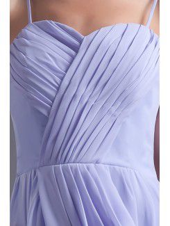 Chiffon Spaghetti Column Knee-Length Crisscross Ruched Cocktail Dress