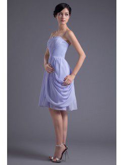 Chiffon Spaghetti Column Knee-Length Crisscross Ruched Cocktail Dress