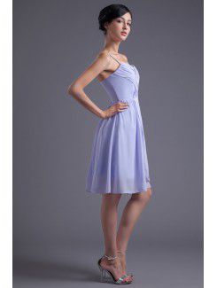 Chiffon Spaghetti Column Knee-Length Crisscross Ruched Cocktail Dress