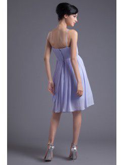 Chiffon Spaghetti Column Knee-Length Crisscross Ruched Cocktail Dress