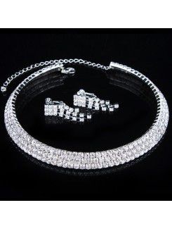 Aleación artística con diamantes de imitación de la joyería de la boda de las señoras , incluyendo el collar y los pendientes