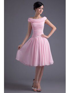 Chiffon Off-the-Shoulder Sheath Knee-Length Directionally Ruched Cocktail Dress