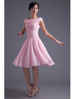 Chiffon Off-the-Shoulder Sheath Knee-Length Directionally Ruched Cocktail Dress