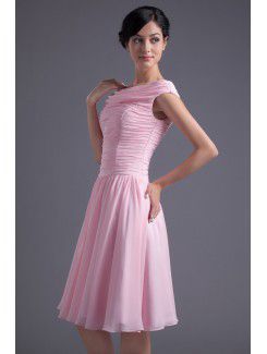 Chiffon Off-the-Shoulder Sheath Knee-Length Directionally Ruched Cocktail Dress