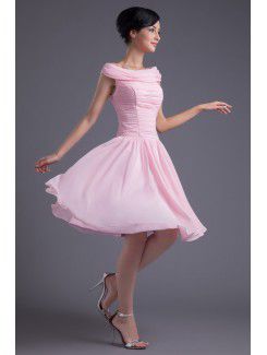 Chiffon Off-the-Shoulder Sheath Knee-Length Directionally Ruched Cocktail Dress