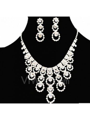 Wedding Jewelry Set-Fashion Alloy with Rhinestones Necklace and Earrings