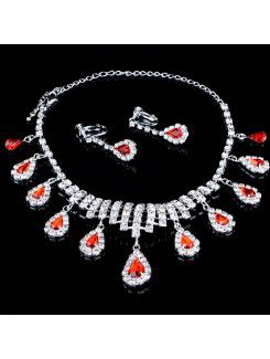 Shining Alloy with Rhinestones Wedding Jewelry Set,Including Earrings and Necklace