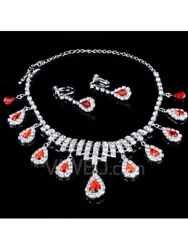 Shining Alloy with Rhinestones Wedding Jewelry Set,Including Earrings and Necklace