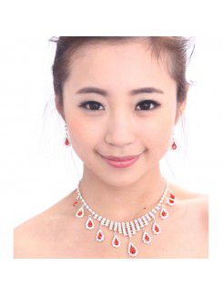 Shining Alloy with Rhinestones Wedding Jewelry Set,Including Earrings and Necklace