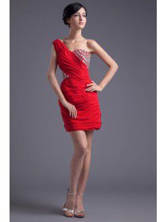 Chiffon One-Shoulder Sheath Short Sequins Cocktail Dress