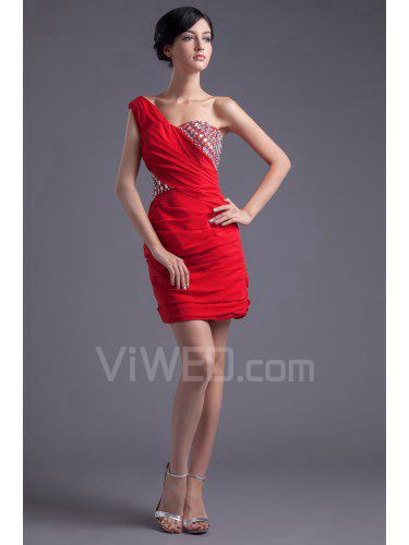 Chiffon One-Shoulder Sheath Short Sequins Cocktail Dress