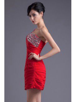 Chiffon One-Shoulder Sheath Short Sequins Cocktail Dress