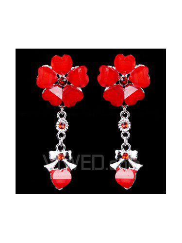 Beauitful alliage avec boucles d'oreilles de mariée de mariage de lustre rouge