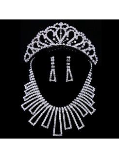 Shining Wedding Jewelry Set,Including Alloy with Rhinestones Earrings,Necklace and Combs