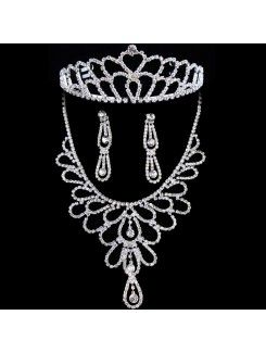 New Style Rhinestones Wedding Jewelry Set,Including Necklace,Earrings and Tiara