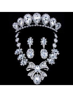 Strass luxe mariage ensemble de bijoux, y compris le collier , boucles d'oreilles et le casque
