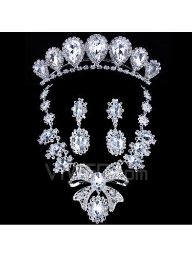 Luxurious Rhinestones Wedding Jewelry Set,Including Necklace,Earrings and Headpiece