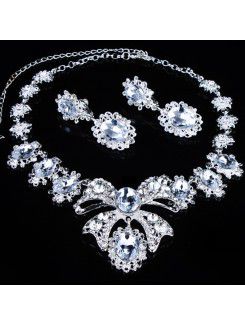 Luxurious Rhinestones Wedding Jewelry Set,Including Necklace,Earrings and Headpiece