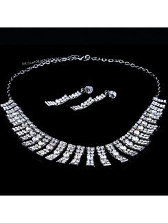 Wedding Jewelry Set-Necklace,Earrings and Tiara with Rhinestones and Alloy Plated