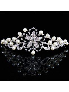 New Style Alloy with Pearls and Rhinestones Wedding Jewelry, Set Including Necklace,Earrings and Headpiece