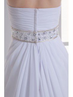 Chiffon High Collar Column Sweep train Sash Wedding Dress