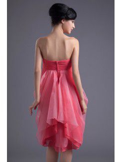 Chiffon Sweetheart Column Knee-Length Hand-made Flower Cocktail Dress