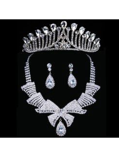 New Style Rhinestones Wedding Jewelry Set with Necklace,Earrings and Tiara