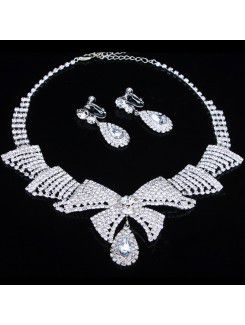 New Style Rhinestones Wedding Jewelry Set with Necklace,Earrings and Tiara