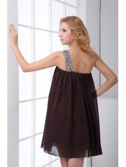 Chiffon Asymmetrical Column Short Sequins Cocktail Dress